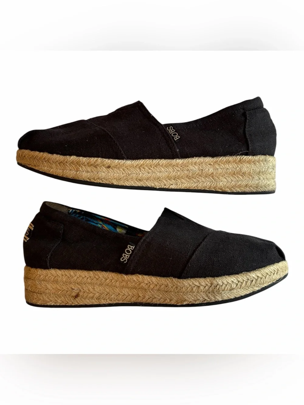 Bobs from Skechers Espadrille Memory Foam Shoes Women’s Size 9 Black